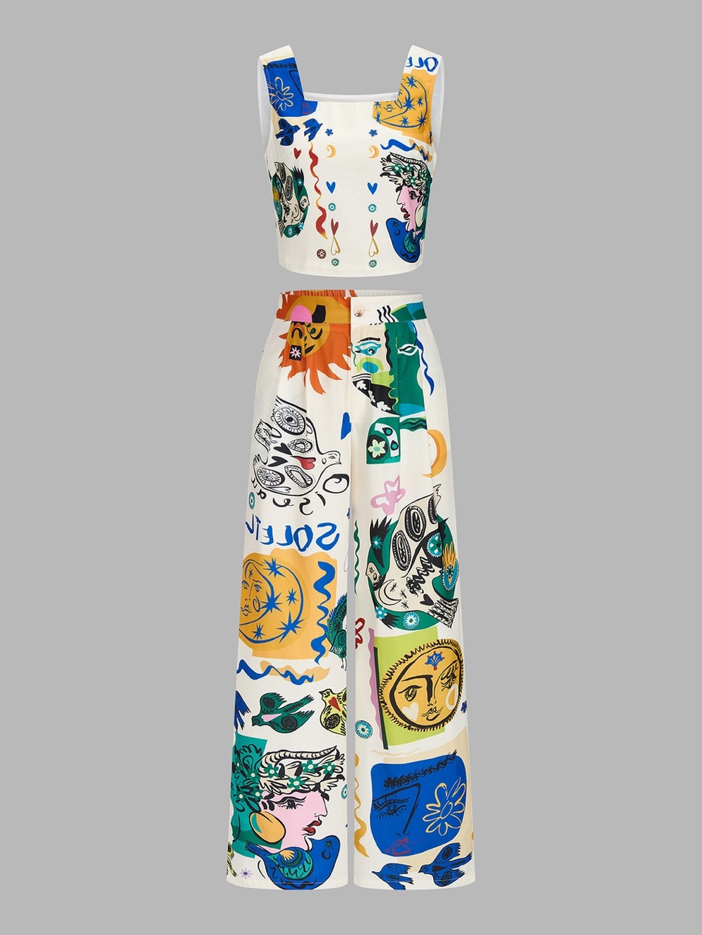 Commense Multicolor Graphic Wide-Leg set - Picture 5 of 7